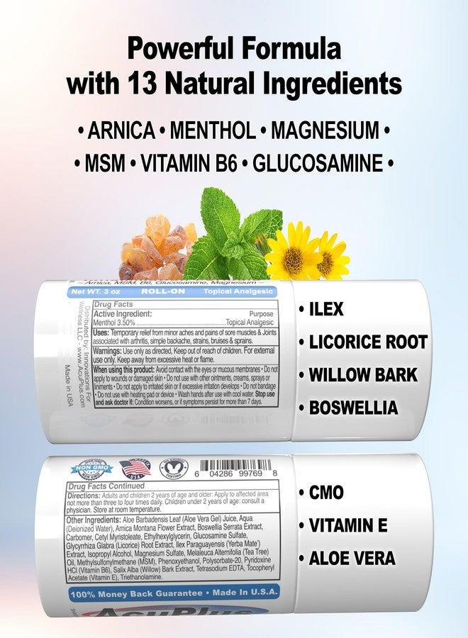AcuPlus - Pain Relief Roll On - Topical Anti Inflammatory to Soothe Muscles & Joints - Arthritis Pain Reliever, Bursitis, Tendonitis Cream - TSA Compliant, Convenient Roll On - 3 fl. oz. (Pack of 1) - Image 4