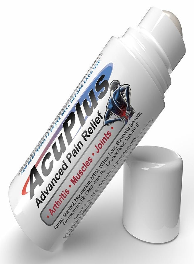 AcuPlus - Pain Relief Roll On - Topical Anti Inflammatory to Soothe Muscles & Joints - Arthritis Pain Reliever, Bursitis, Tendonitis Cream - TSA Compliant, Convenient Roll On - 3 fl. oz. (Pack of 1) - Image 1