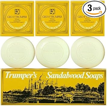 Geo F Trumper Mens Long Lasting Sandalwood Hand Soaps in Gift Box 3x75g