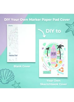 Ohuhu Ohuhu Double Sided Marker Pad Art Sketchbook Bleedproof - 9"x12" Large Paper Size - 90LB/150GSM Smooth Drawing Paper - 60 Sheets/120 Pages, Glue-Bound Sketching Book for Alcohol Markers Christmas Gift  - Image 2