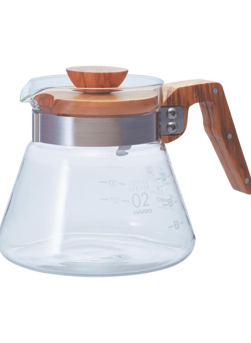 ابريق قهوة زجاجي 600مل مسكة خشبية / اغراض القهوة المقطرة - Image 4