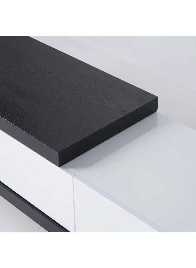 Al Zakharef Furniture Al Zakharef Occo Modern TV Unit Stand for TVs up to 75 Inches, 265cm Wide Entertainment Center with 3 Drawers & Open Shelf, MDF Wood, White & Black Finish – Living Room Media Console Table - Image 4