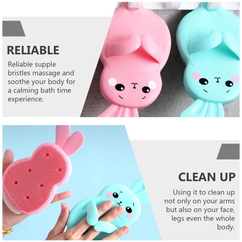 Soft Silicone Bath Brush Gentle Washing Comfortable Shower Light Blue Body Scrubber - Image 4