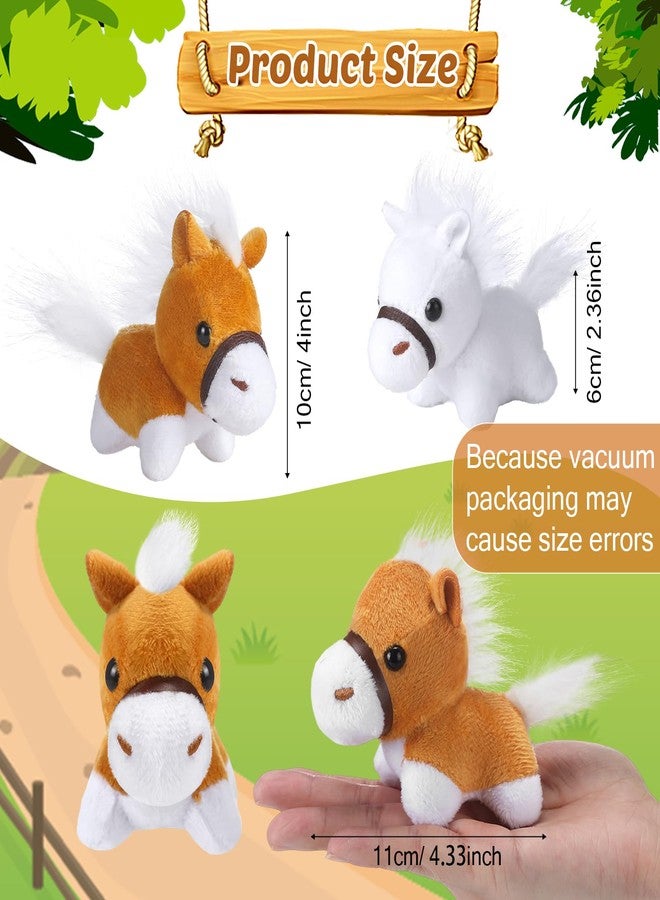 Zomiboo 9 Pack Horse Stuffed Animals Plush Toy Standing Stuffed Horse 4 Inch Mini Plush with Detachable Chain for Animal Theme Party Birthday Decoration Supplies (Bright Style) - Image 3