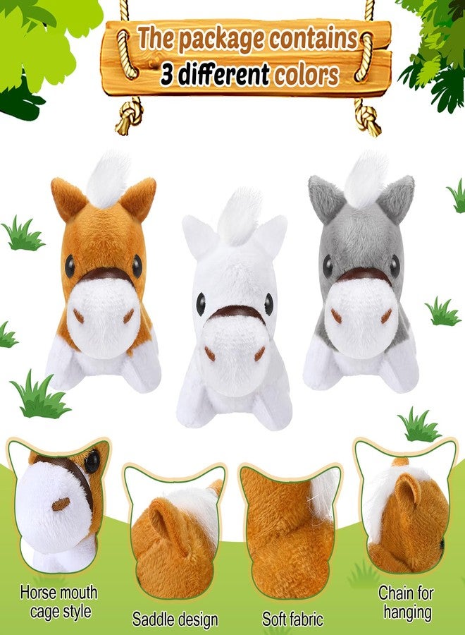 Zomiboo 9 Pack Horse Stuffed Animals Plush Toy Standing Stuffed Horse 4 Inch Mini Plush with Detachable Chain for Animal Theme Party Birthday Decoration Supplies (Bright Style) - Image 4
