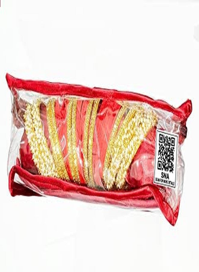 SNA 6 Rods Satin Bangle Bag Bracelet Bag Jewelry Storage Organizer Jewelry Kit Vanity Jewellery Vanity Box | Golden, Beige - Image 3