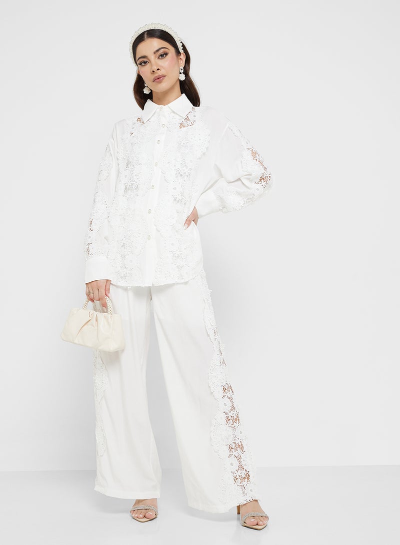 Khizana Lace Work Top & Pant Set - Image 1