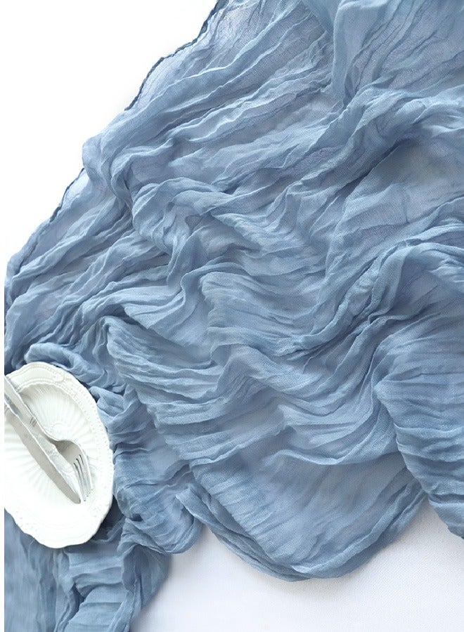 1 عبوة مفرش طاولة من قماش الجبن الأزرق الداكن، مفرش طاولة أزرق بطول 10 أقدام، مفرش طاولة شاش أزرق رومانسي باللون الأزرق الفاتح، مفرش طاولة طويل من قماش الجبن لحفلات الزفاف، زينة المائدة - Image 1