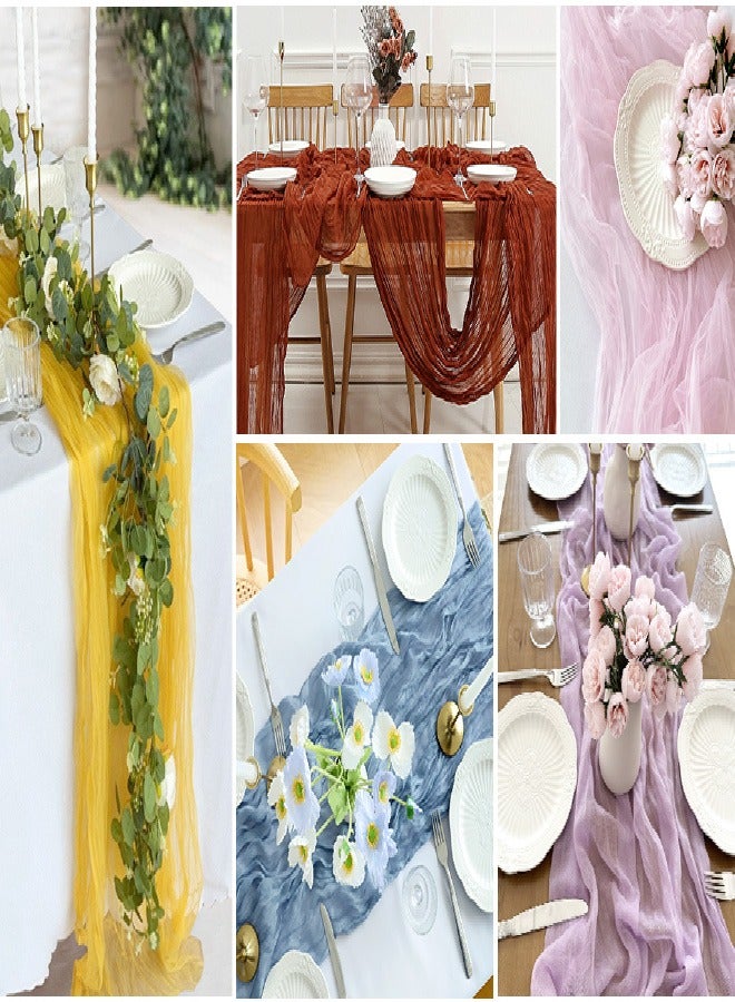 1 عبوة مفرش طاولة من قماش الجبن الأزرق الداكن، مفرش طاولة أزرق بطول 10 أقدام، مفرش طاولة شاش أزرق رومانسي باللون الأزرق الفاتح، مفرش طاولة طويل من قماش الجبن لحفلات الزفاف، زينة المائدة - Image 5