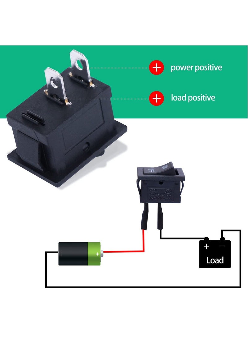 Generic - 10 Pcs Rocker Switch, Round Rocker Switch, AC 6A/250V 10A/125V SPST 2 Pins 2 Position ON/Off with Pre-soldered Wires,Toggle Rocker Boat Switch, Rocker Toggle Switch for Car, Boat - Image 1