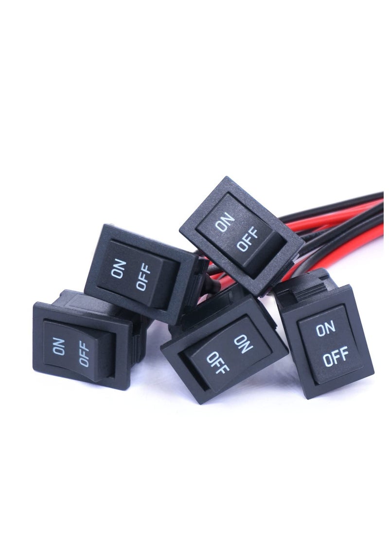 Generic - 10 Pcs Rocker Switch, Round Rocker Switch, AC 6A/250V 10A/125V SPST 2 Pins 2 Position ON/Off with Pre-soldered Wires,Toggle Rocker Boat Switch, Rocker Toggle Switch for Car, Boat - Image 1