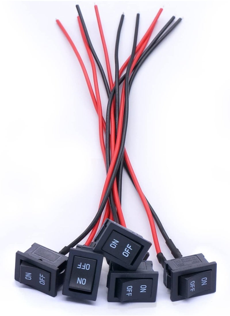 Generic - 10 Pcs Rocker Switch, Round Rocker Switch, AC 6A/250V 10A/125V SPST 2 Pins 2 Position ON/Off with Pre-soldered Wires,Toggle Rocker Boat Switch, Rocker Toggle Switch for Car, Boat - Image 1
