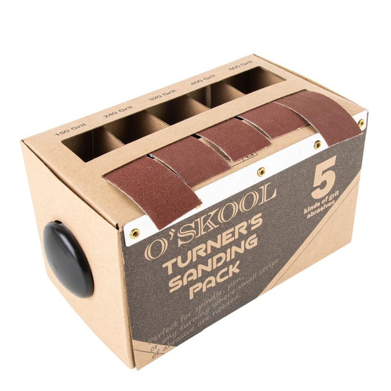 O'SKOOL O'skool Turner’s Sanding Pack Abrasive Strip Kit 5 Grits with Dispenser for Wood Turners, Furniture Repair, Woodworkers, Metal Workers, Automotive Body Work | 150, 240, 320, 400, 600 Grit Rolls  - Image 1