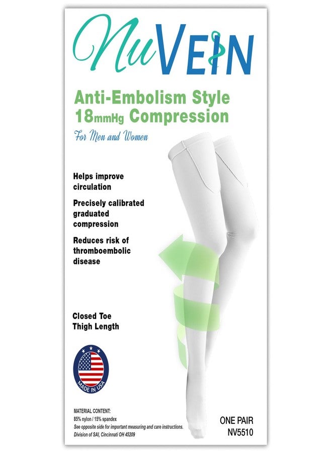 NuVein Surgical Stockings, 18 mmHg Recovery Support for Embolism Risk, Medical Unisex Fit, Thigh High, Closed Toe, Beige, Large - Image 4