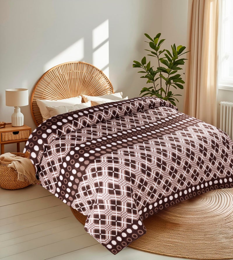CHANDRAVATI Single Bed ||60x90||Fleece|| Quilt Cover/Duvet Cover/Rajai Cover/Blanket Cover for Winters (CC-Brown, 60x90) - Image 1