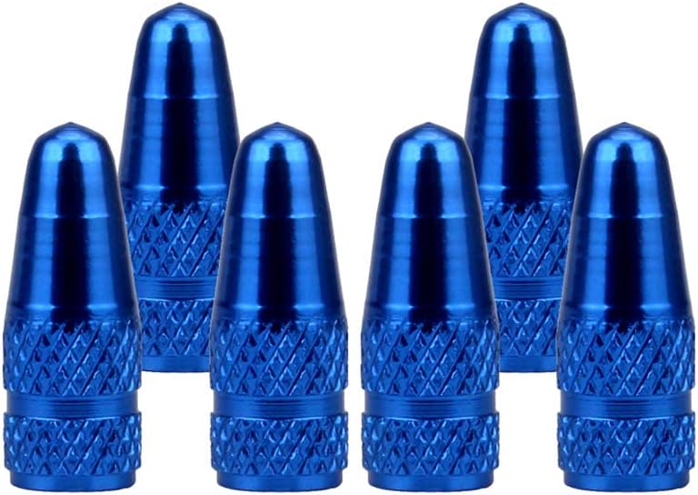 Senzeal 6pcs Presta Aluminum French Style Bicycle Air Tire Valve Caps Dust Covers Blue - Image 1