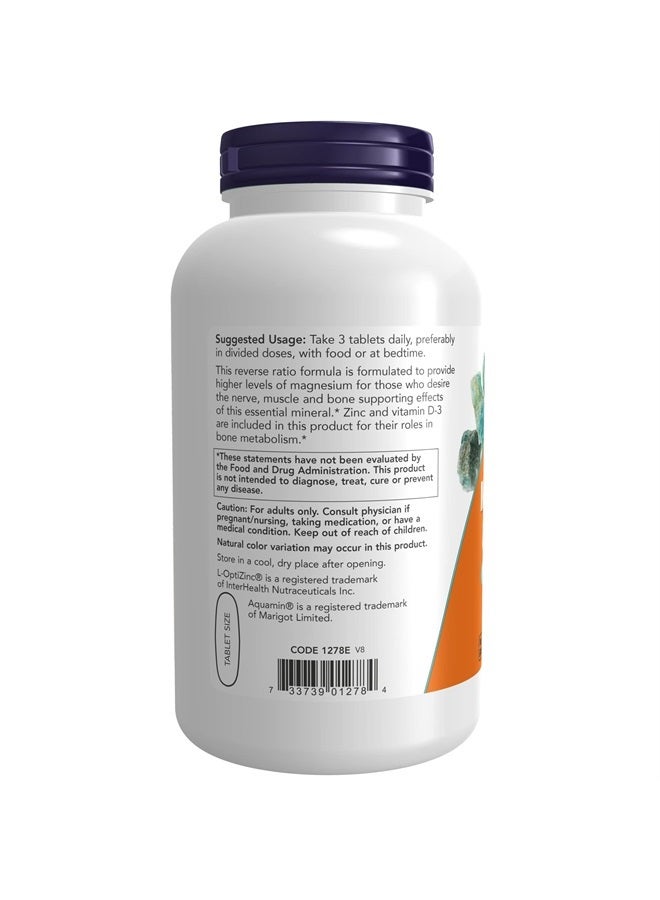 now Supplements, Magnesium & Calcium, With Zinc and Vitamin D-3, Nerve and Bone Support*, 250 Tablets - Image 3