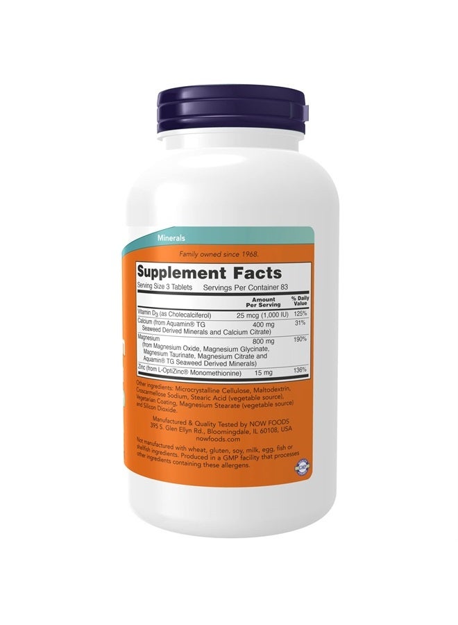 now Supplements, Magnesium & Calcium, With Zinc and Vitamin D-3, Nerve and Bone Support*, 250 Tablets - Image 2