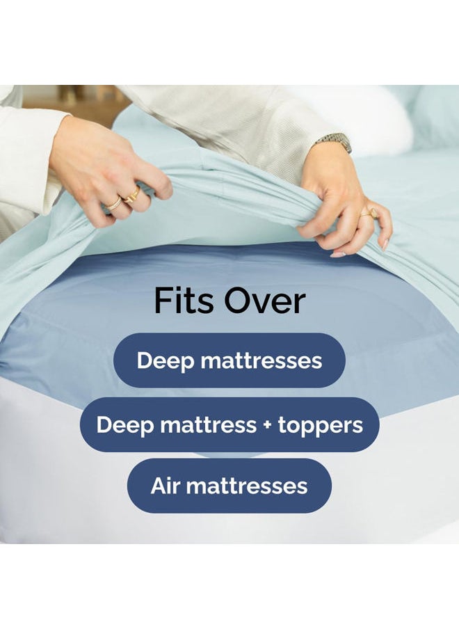 SIGNOOLA - Signoola Fitted Sheet Set Of 1 Piece - Comfy Breathable & Cooling Sheets - Hotel Luxury Bed Sheets ( 240 x 250 cm )  - Deep Pockets, Easy-Fit, Extra Soft - Aqua - Image 1