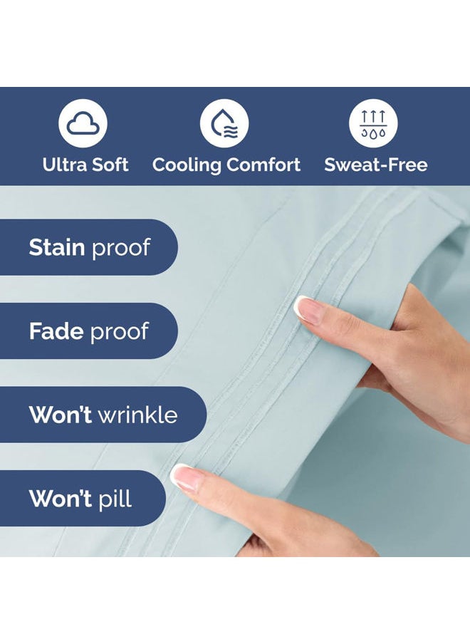SIGNOOLA - Signoola Fitted Sheet Set Of 1 Piece - Comfy Breathable & Cooling Sheets - Hotel Luxury Bed Sheets ( 240 x 250 cm )  - Deep Pockets, Easy-Fit, Extra Soft - Aqua - Image 1