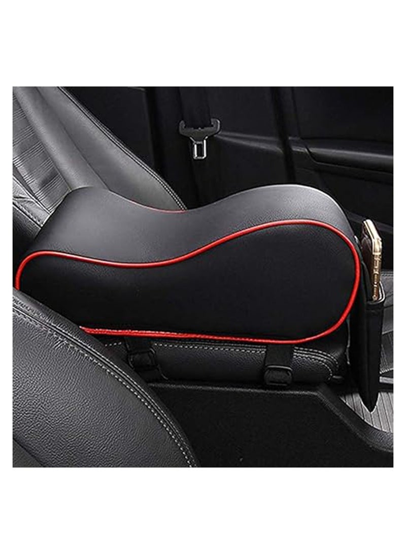 Max Comfort Memory Foam Car Armrest with High Quality Leather Cover and Phone Holder Suitable for Most Cars, Black - Image 1
