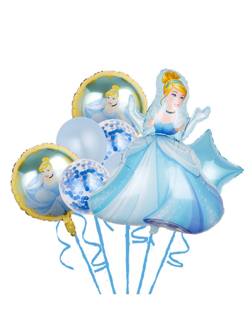 مجموعة من 8 بالونات من رقائق معدنية على شكل سندريلا كرتونية لتزيين حفلات أعياد الميلاد للفتيات وألعاب الأطفال ومستلزمات الحفلات - Image 1
