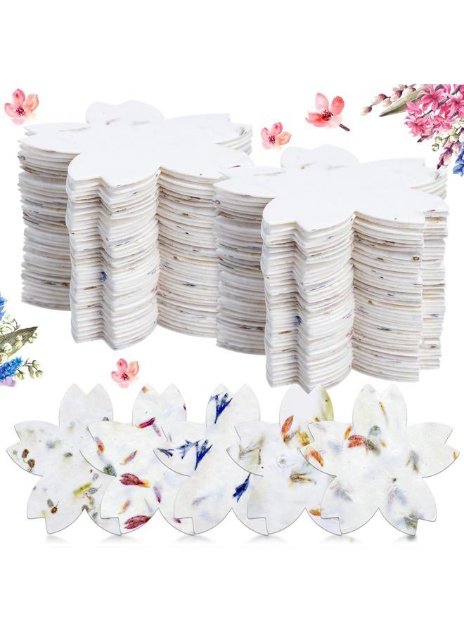 Dunzoom 50 Pcs Handmade Seed Paper Plantable Wildflower Seed Paper Recycled Flower Petals Tags Wedding Favors for Guests Craft Gifts Cards for Envelope Birthday Party, 5 Styles (Flower Shape) - Image 1