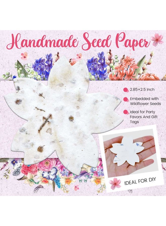 Dunzoom 50 Pcs Handmade Seed Paper Plantable Wildflower Seed Paper Recycled Flower Petals Tags Wedding Favors for Guests Craft Gifts Cards for Envelope Birthday Party, 5 Styles (Flower Shape) - Image 3