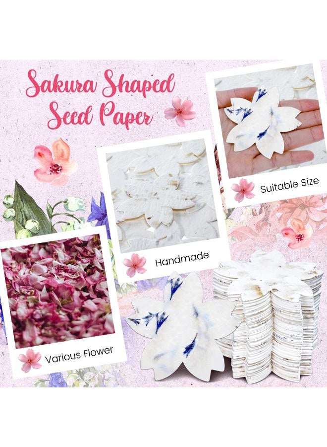 Dunzoom 50 Pcs Handmade Seed Paper Plantable Wildflower Seed Paper Recycled Flower Petals Tags Wedding Favors for Guests Craft Gifts Cards for Envelope Birthday Party, 5 Styles (Flower Shape) - Image 4