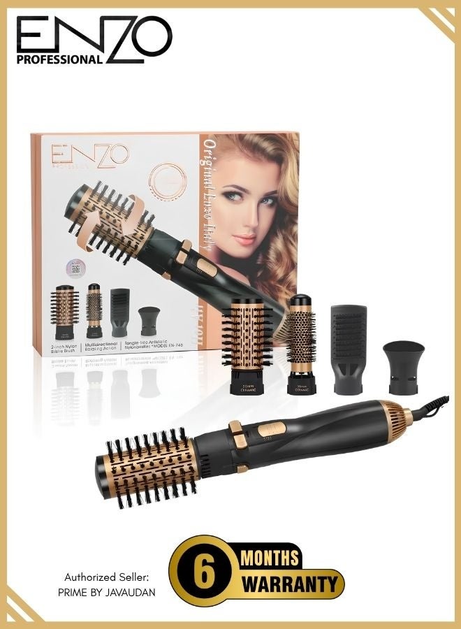 ENZO EN-746 4-in-1 Hot Air Brush Hair Dryer & Volumizer, Rotating Hair Styler for Drying, Smoothing, Curling & Volumizing - Image 1