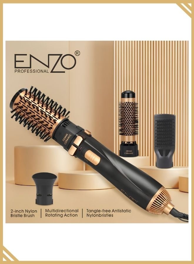 ENZO EN-746 4-in-1 Hot Air Brush Hair Dryer & Volumizer, Rotating Hair Styler for Drying, Smoothing, Curling & Volumizing - Image 3