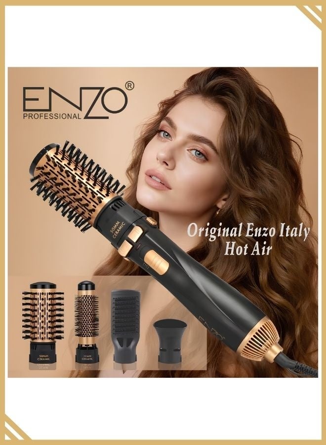 ENZO EN-746 4-in-1 Hot Air Brush Hair Dryer & Volumizer, Rotating Hair Styler for Drying, Smoothing, Curling & Volumizing - Image 2