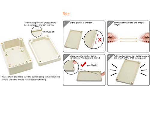 LBY 2-Pack Waterproof and Dustproof IP65 ABS Plastic Junction Box, Universal Outdoor Electrical Project Enclosure, 100×68×50mm (3.94"×2.64"×1.97"), (Gray-White) - Image 4