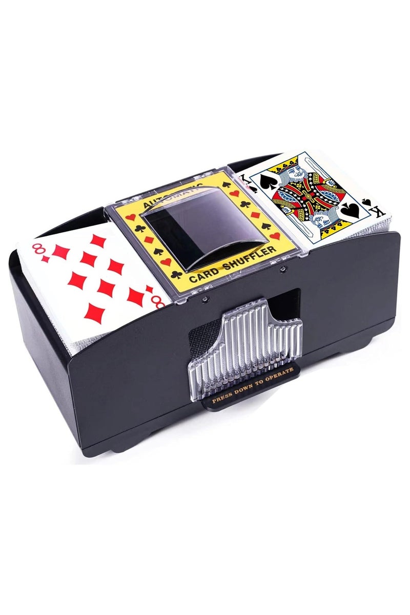 ELLEGLAM Automatic Card Shuffler, 2-Deck Electric Card Mixing Machine, Battery Operated for Family Card Games, UNO, Classic Playing Cards - Image 1