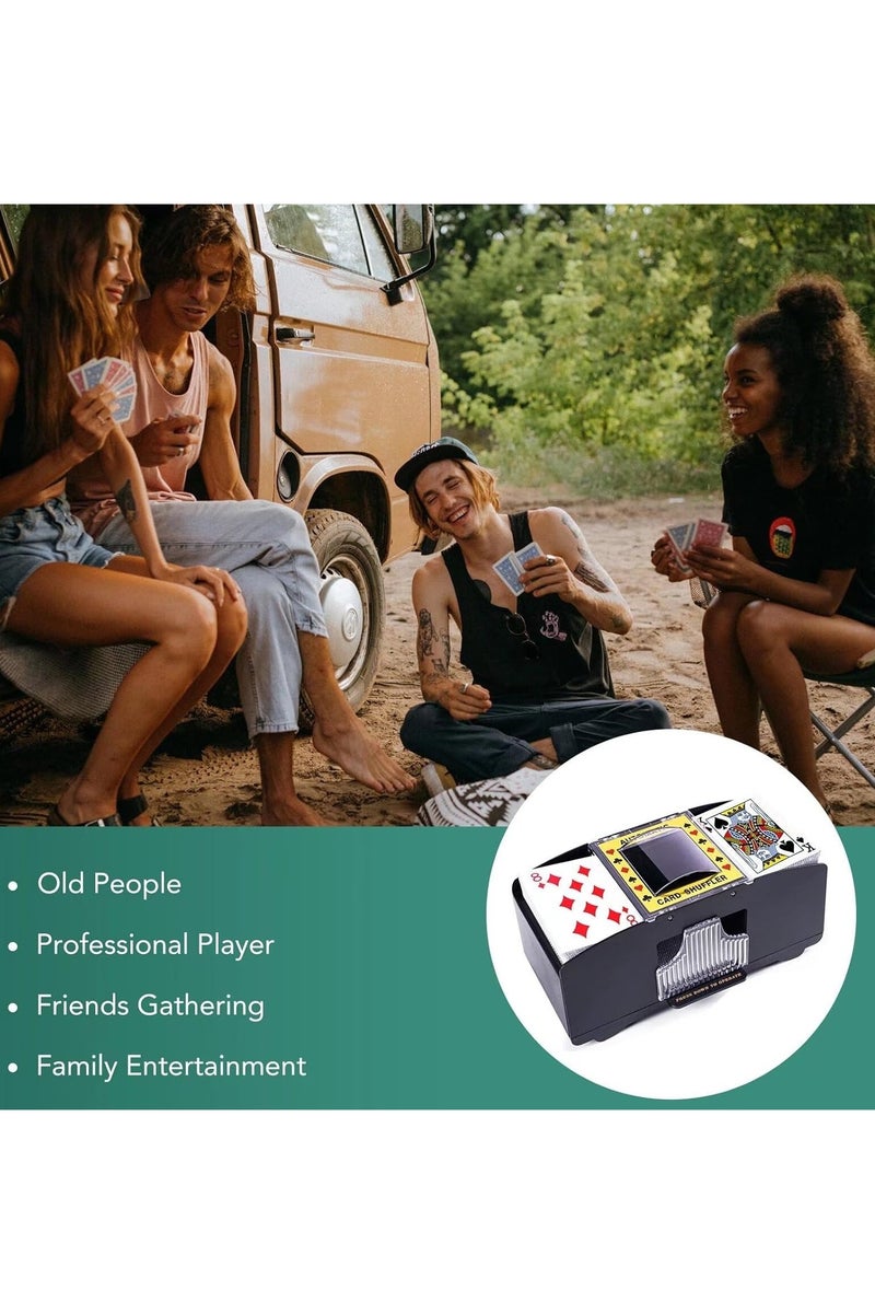 ELLEGLAM Automatic Card Shuffler, 2-Deck Electric Card Mixing Machine, Battery Operated for Family Card Games, UNO, Classic Playing Cards - Image 5