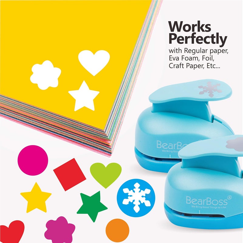 BearBoss 6 Craft Hole Punch Shapes 1 Inch Paper Punches for Crafting Handmade Scrapbooking Punches Mix Shapes Designs for Kindergarten Teacher Office Supplies by BearBoss - Image 5