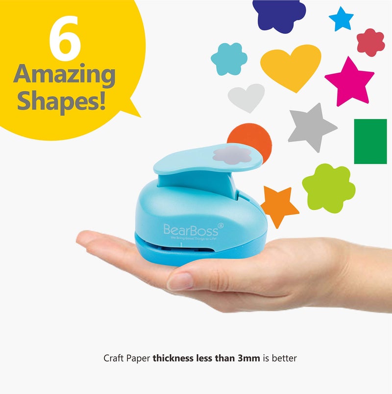 BearBoss 6 Craft Hole Punch Shapes 1 Inch Paper Punches for Crafting Handmade Scrapbooking Punches Mix Shapes Designs for Kindergarten Teacher Office Supplies by BearBoss - Image 3