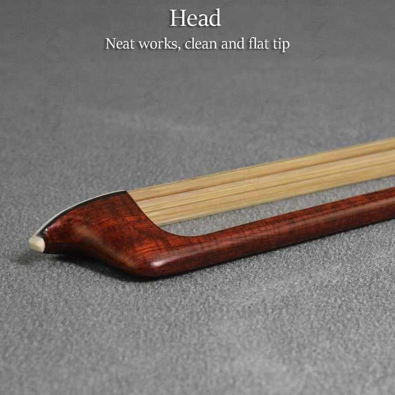 VINGOBOW Carbon Fiber Core Hybrid Peranmbuco Skin Violin Bow 4/4 Size 127V Master Level Fleur-de-lys Snakewood Frog 4 4 Full Straight Premium Natural Horse Hair for Porfessional Player … - Image 5