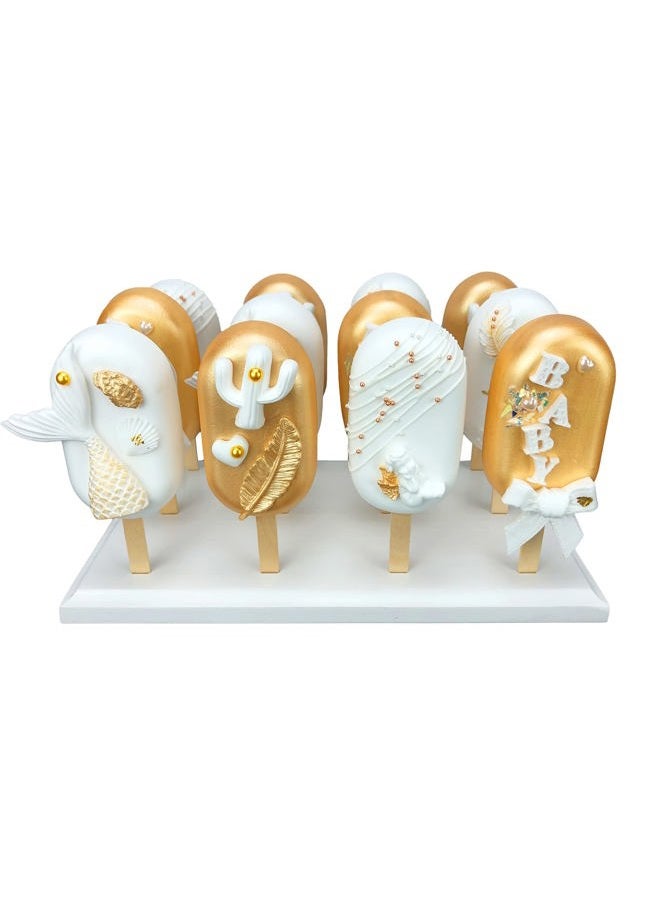 NANGOPOP Wood Cakesicle Stand Display - 12 Count Popsicle Sticks Holder for Dessert Table of Wedding Shower Birthday Parties - Sturdy and Reusable - Image 1