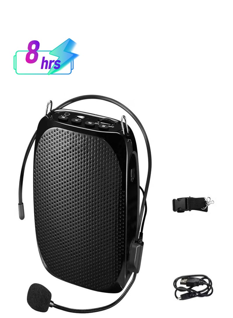 Wireless Voice Amplifier Portable Mini Voice Amplifier with Wired Microphone Headset Waistband Supports MP3 Format Audio for Teachers Singing Coaches Training Presentation Tour Guide - Image 1