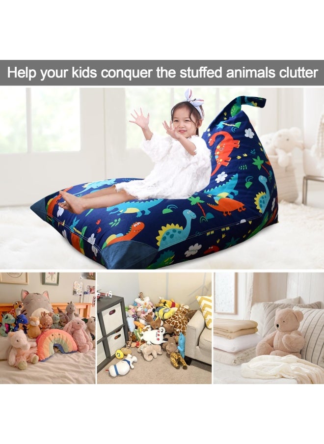 Generic Stuffed Animal Storage Bean Bag Chair For Kids Adults Stuffed Animal Bean Bag Storage Dinosaur Bean Bag Stuffed Animal Storage Dinosaur Kids Bean Bag Chair Cover - Cover Only 200L 52 Gal  - Image 2