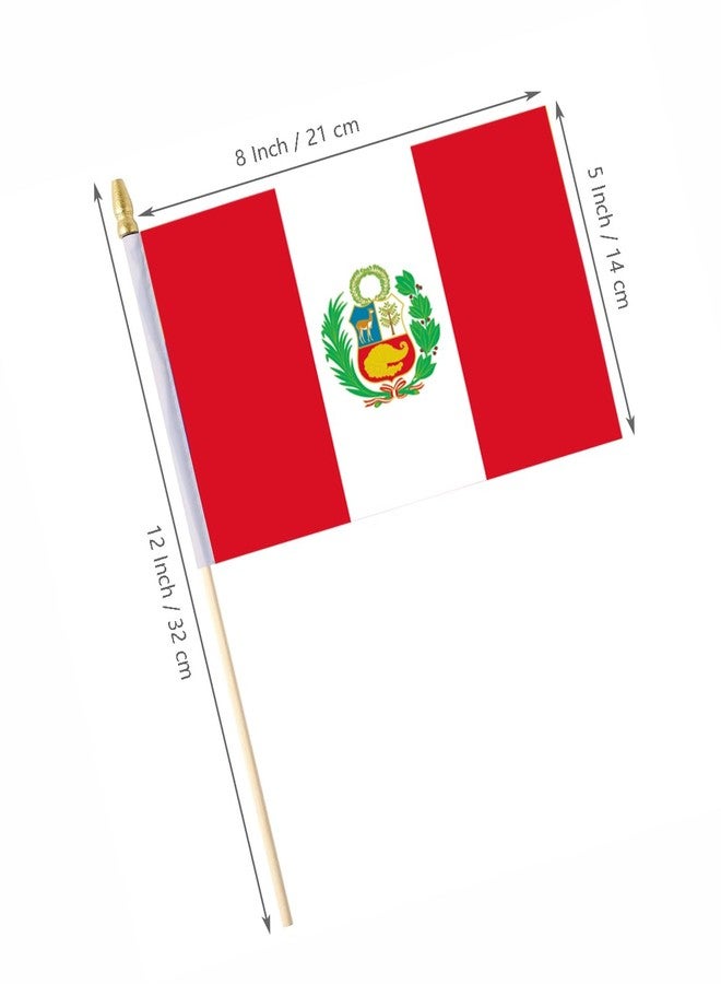 Ckexin 25Pack Small Peru Flag Handheld Mini Peruvian Flags on Stick 5x8 Inch - Image 2