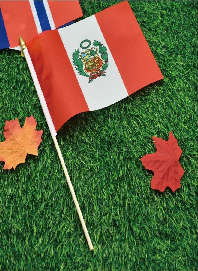 Ckexin 25Pack Small Peru Flag Handheld Mini Peruvian Flags on Stick 5x8 Inch - Image 4