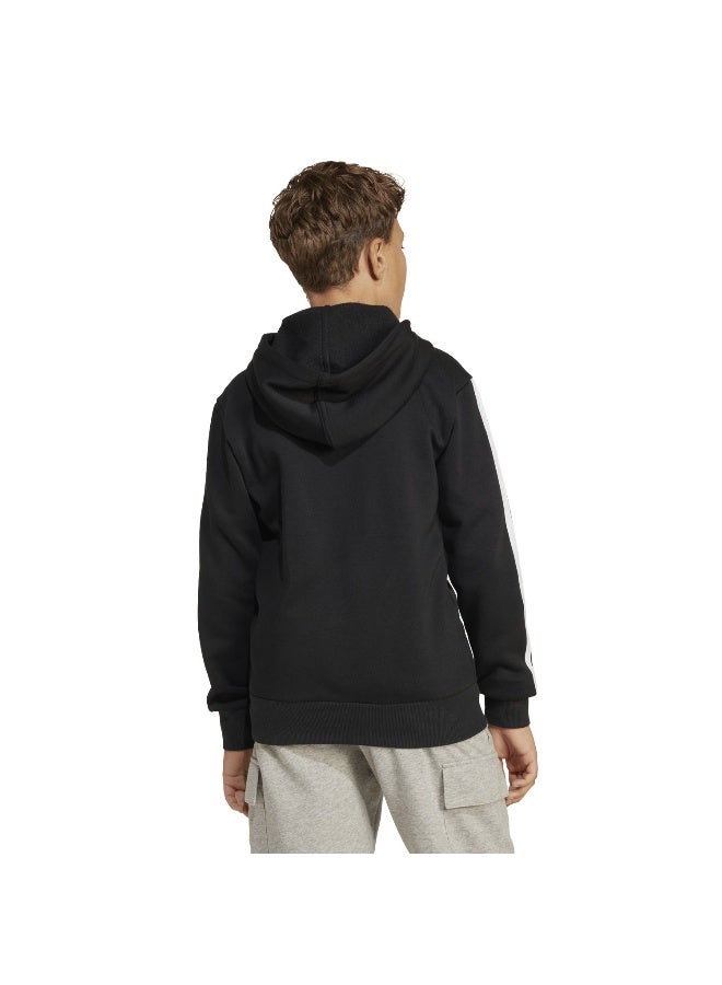 Adidas J 3S Fl Fz Hd Black Training Track Tops For Junior 7-8Y  - Image 3