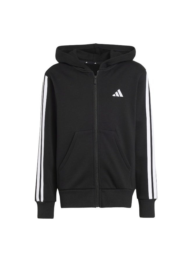 Adidas J 3S Fl Fz Hd Black Training Track Tops For Junior 7-8Y  - Image 1