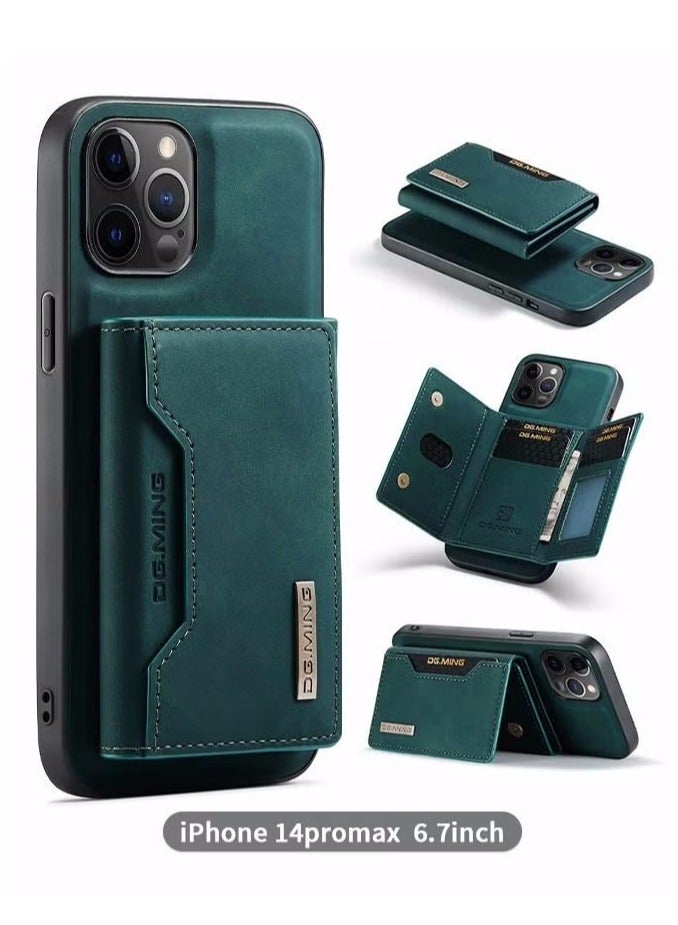 For Iphone 14 Pro Max Case, 2 in 1 Clutch Wallet Cover, Vintage Slim Leather Case Magnetic Detachable Tri-Fold Wallet Phone Shell, Iphone 14 Pro Max 6.7 Leather Case with Card Holder Pocket Slim Case  - Image 1