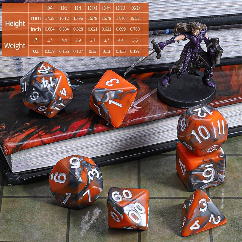 CiaraQ DND Polyhedral Dice Set with a Black Dice Bag for D&D RPG MTG Role Playing Table Games - Image 3