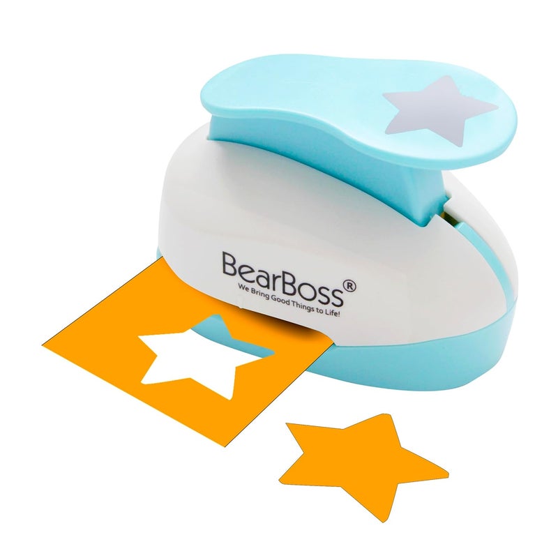BearBoss Star Paper Punch, Handmade Scrapbook Paper Puncher, Different Size of Scrapbooking Punches Crafting Designs for Office Supplies, Card Making, DIY Albums Photos, Classic White - Image 1