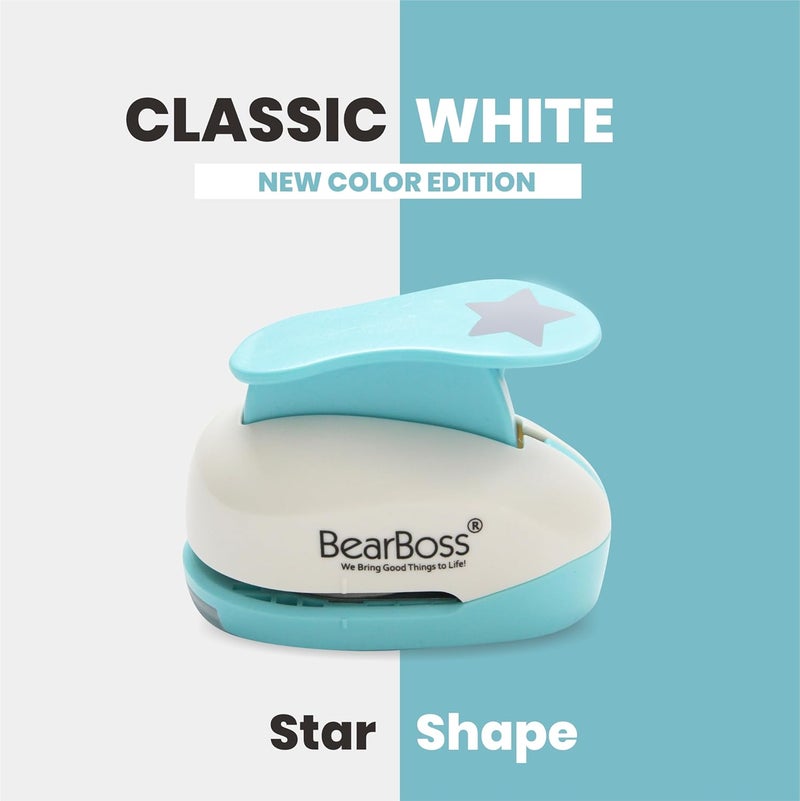 BearBoss Star Paper Punch, Handmade Scrapbook Paper Puncher, Different Size of Scrapbooking Punches Crafting Designs for Office Supplies, Card Making, DIY Albums Photos, Classic White - Image 3