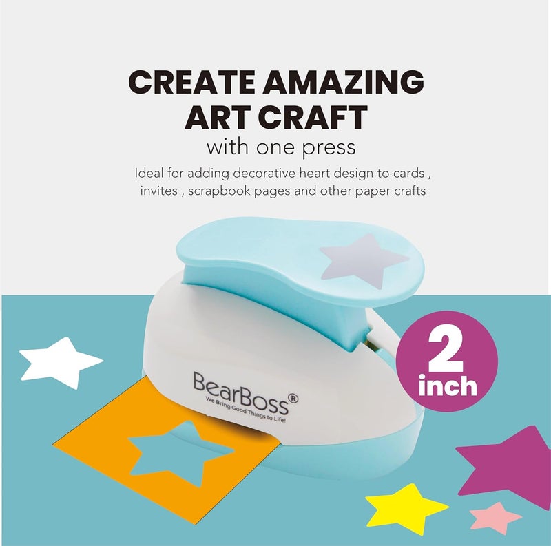 BearBoss Star Paper Punch, Handmade Scrapbook Paper Puncher, Different Size of Scrapbooking Punches Crafting Designs for Office Supplies, Card Making, DIY Albums Photos, Classic White - Image 2